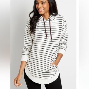 Maurices | Tops | Maurices White Stripe Pullover Tunic Hoodie Size Medium |  Poshmark